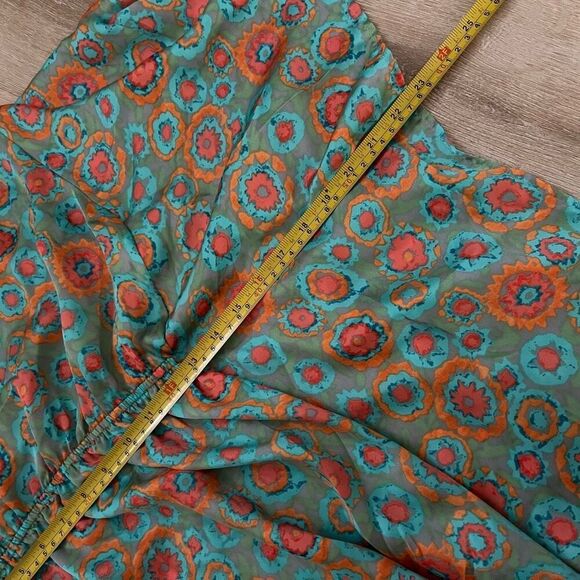 Soprano One Shoulder Floral Multi Color Mini Dress, Silky Boho Draping Women’s M - Picture 8 of 10